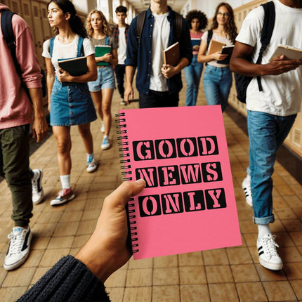 Christian Journal: Good News Only Spiral Notebook | Pink | 6x8