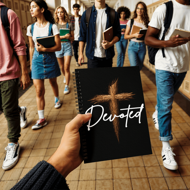 Devoted Cross Spiral Notebook – Christian Gift for Men
