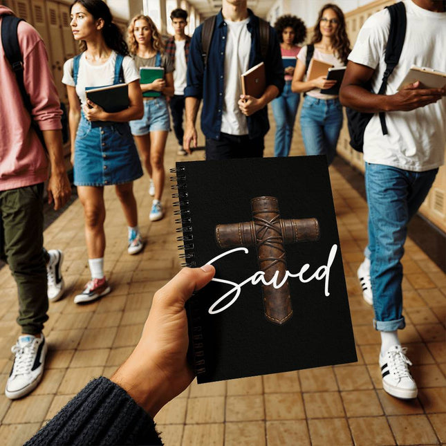 Saved Cross Spiral Notebook – Christian Gift for Men