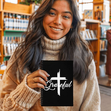 Christian Journal: Grateful Cross Spiral Notebook | Black | 6x8