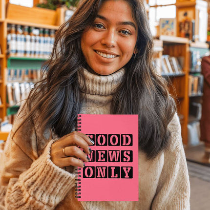 Christian Journal: Good News Only Spiral Notebook | Pink | 6x8