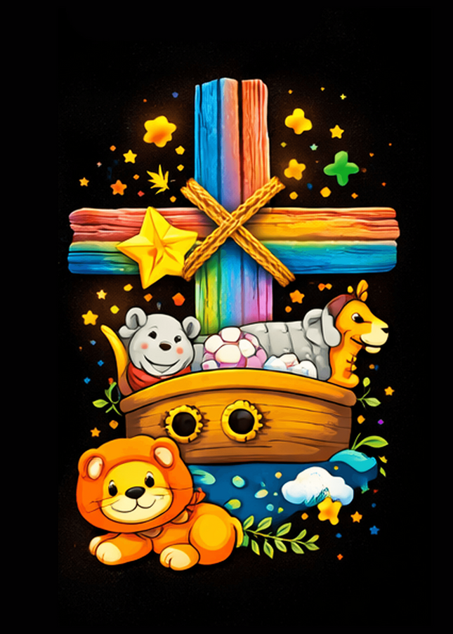 Rainbow Cross Noahs Ark | Christian Notebook | Gift for Kids
