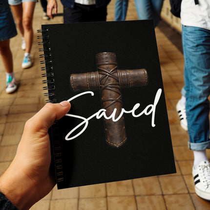 Saved Cross Spiral Notebook – Christian Gift for Men