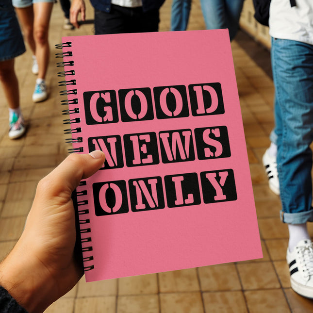 Christian Journal: Good News Only Spiral Notebook | Pink | 6x8