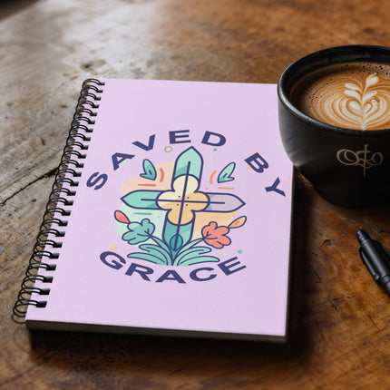 Christian Journal: Saved by Grace Spiral Notebook | Lavender | 6x8
