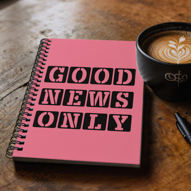 Christian Journal: Good News Only Spiral Notebook | Pink | 6x8