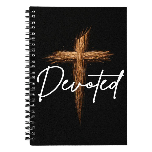 Christian Spiral Notebook | Devoted Wooden Cross Journal for Men