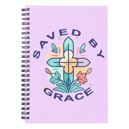 Christian Journal: Saved by Grace Spiral Notebook | Lavender | 6x8