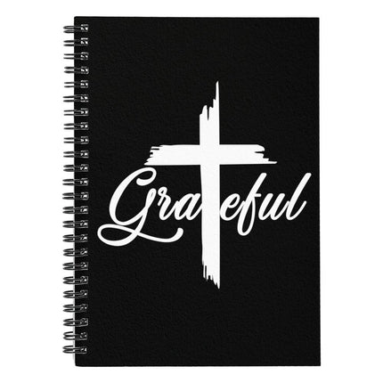 Christian Journal: Grateful Cross Spiral Notebook | Black | 6x8