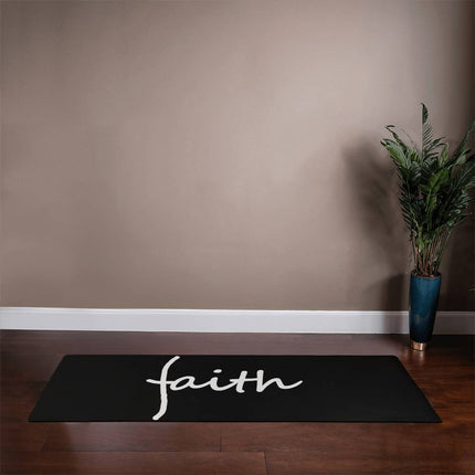 Faith Rubber Yoga Mat | Black Christian Workout & Prayer Mat