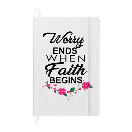 Worry Ends When Faith Begins Ambassador Bound Journal | White | Christian Notebook