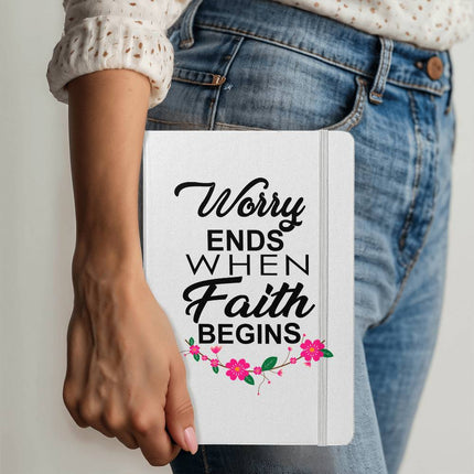 Worry Ends When Faith Begins Ambassador Bound Journal | White | Christian Notebook
