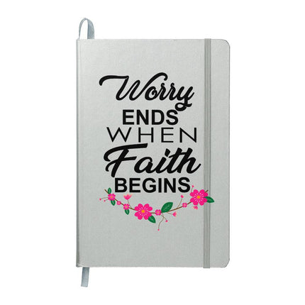 Worry Ends When Faith Begins Ambassador Bound Journal | White | Christian Notebook