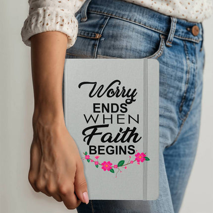 Worry Ends When Faith Begins Ambassador Bound Journal | White | Christian Notebook