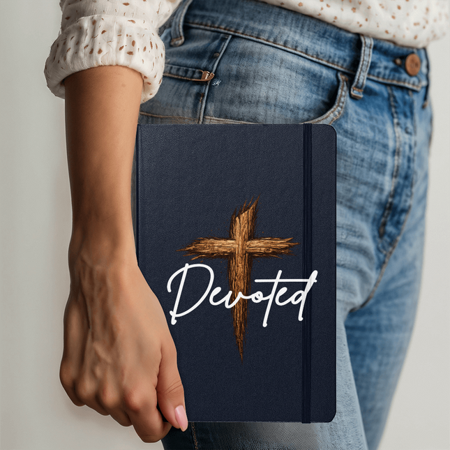 Christian Journal | Devoted Wooden Cross Hardcover Bound Journal