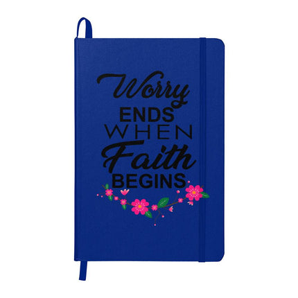 Worry Ends When Faith Begins Ambassador Bound Journal | White | Christian Notebook
