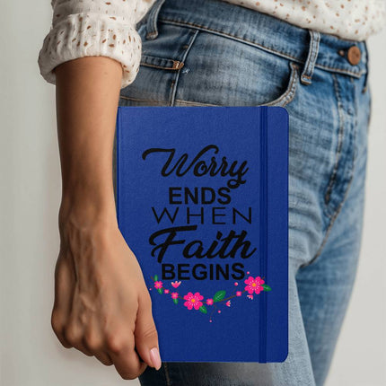 Worry Ends When Faith Begins Ambassador Bound Journal | White | Christian Notebook