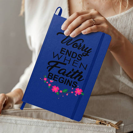 Worry Ends When Faith Begins Ambassador Bound Journal | White | Christian Notebook