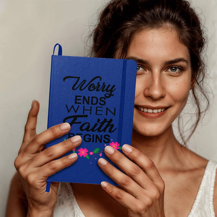 Worry Ends When Faith Begins Ambassador Bound Journal | White | Christian Notebook