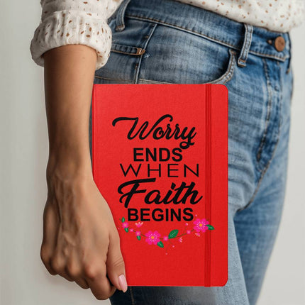 Worry Ends When Faith Begins Ambassador Bound Journal | White | Christian Notebook
