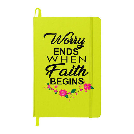 Worry Ends When Faith Begins Ambassador Bound Journal | White | Christian Notebook