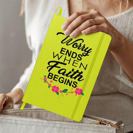 Worry Ends When Faith Begins Ambassador Bound Journal | White | Christian Notebook