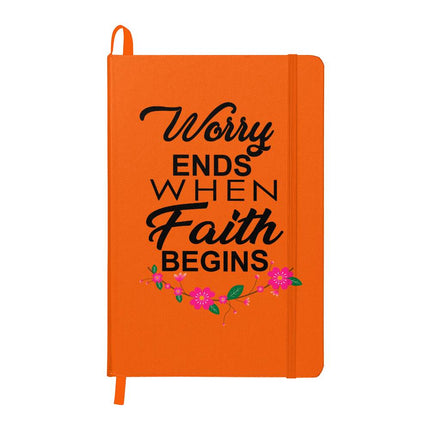Worry Ends When Faith Begins Ambassador Bound Journal | White | Christian Notebook