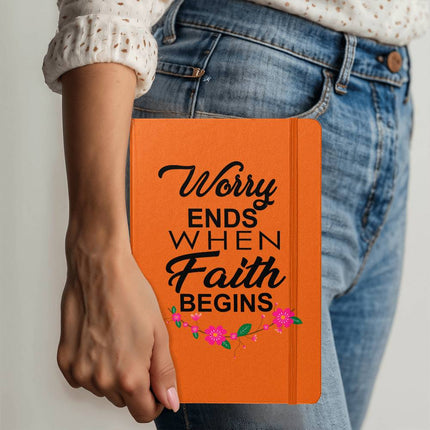 Worry Ends When Faith Begins Ambassador Bound Journal | White | Christian Notebook