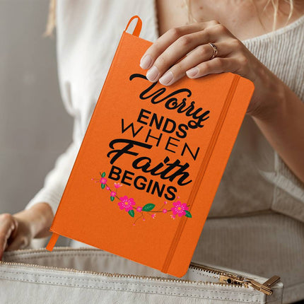 Worry Ends When Faith Begins Ambassador Bound Journal | White | Christian Notebook