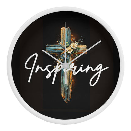 Inspiring Heart Cross Wood Frame Clock – Christian Gift for Women