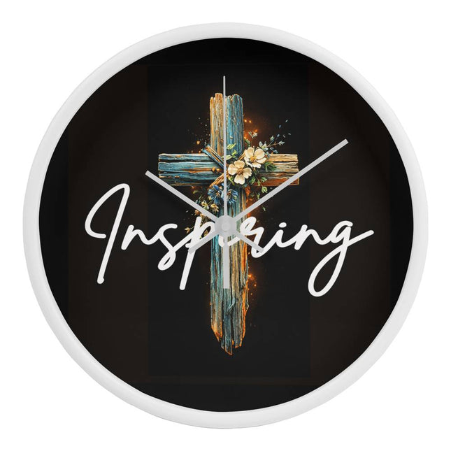Inspiring Heart Cross Wood Frame Clock – Christian Gift for Women