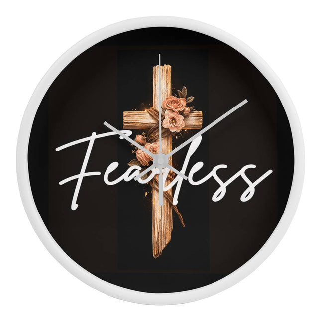 Inspiring Heart Cross Wood Frame Clock – Christian Gift for Women