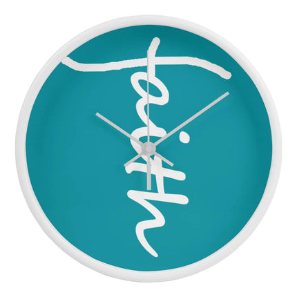 Faith Wall Clock | Teal Christian Home Decor (10”)