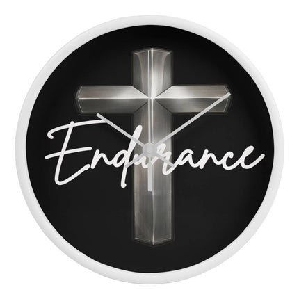 Endurance Cross Wood-Frame Wall Clock – Christian Gift for Men