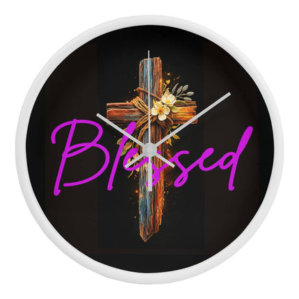 Inspiring Heart Cross Wood Frame Clock – Christian Gift for Women