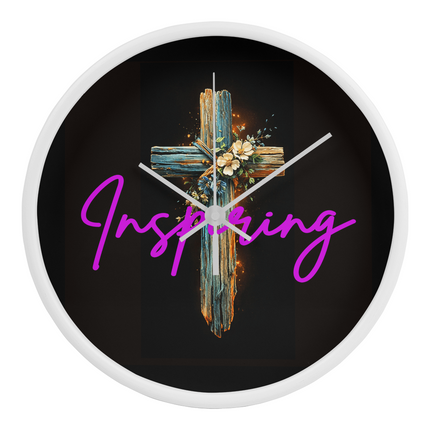Inspiring Heart Cross Wood Frame Clock – Christian Gift for Women