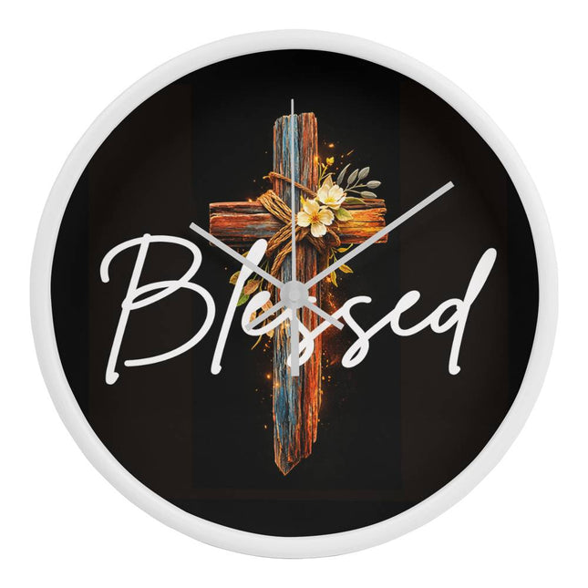 Inspiring Heart Cross Wood Frame Clock – Christian Gift for Women