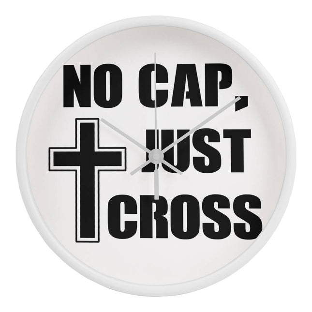No Cap Just Cross Wood Frame Wall Clock | 10 Inch | Christian Decor