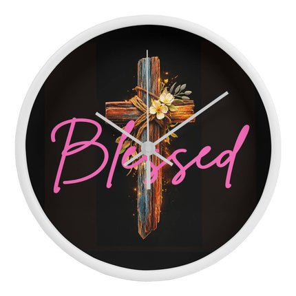 Inspiring Heart Cross Wood Frame Clock – Christian Gift for Women