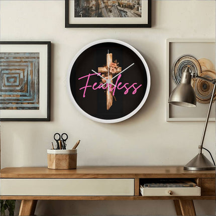 Inspiring Heart Cross Wood Frame Clock – Christian Gift for Women