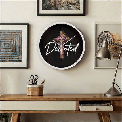 Inspiring Heart Cross Wood Frame Clock – Christian Gift for Women