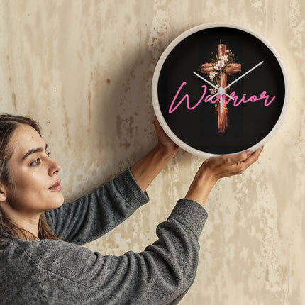 Inspiring Heart Cross Wood Frame Clock – Christian Gift for Women