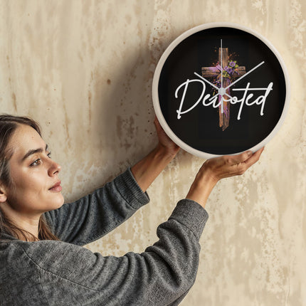 Inspiring Heart Cross Wood Frame Clock – Christian Gift for Women