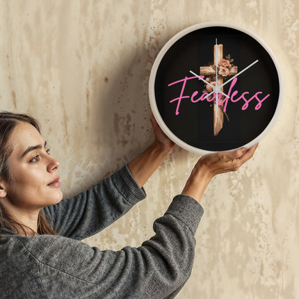 Inspiring Heart Cross Wood Frame Clock – Christian Gift for Women
