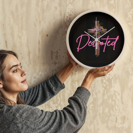 Inspiring Heart Cross Wood Frame Clock – Christian Gift for Women