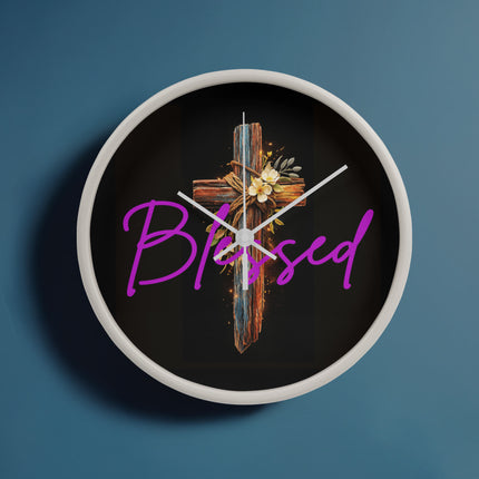 Inspiring Heart Cross Wood Frame Clock – Christian Gift for Women