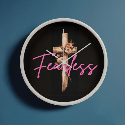 Inspiring Heart Cross Wood Frame Clock – Christian Gift for Women