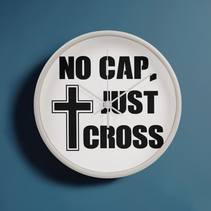 No Cap Just Cross Wood Frame Wall Clock | 10 Inch | Christian Decor
