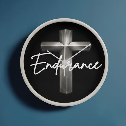Endurance Cross Wood-Frame Wall Clock – Christian Gift for Men