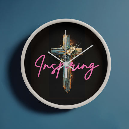 Inspiring Heart Cross Wood Frame Clock – Christian Gift for Women